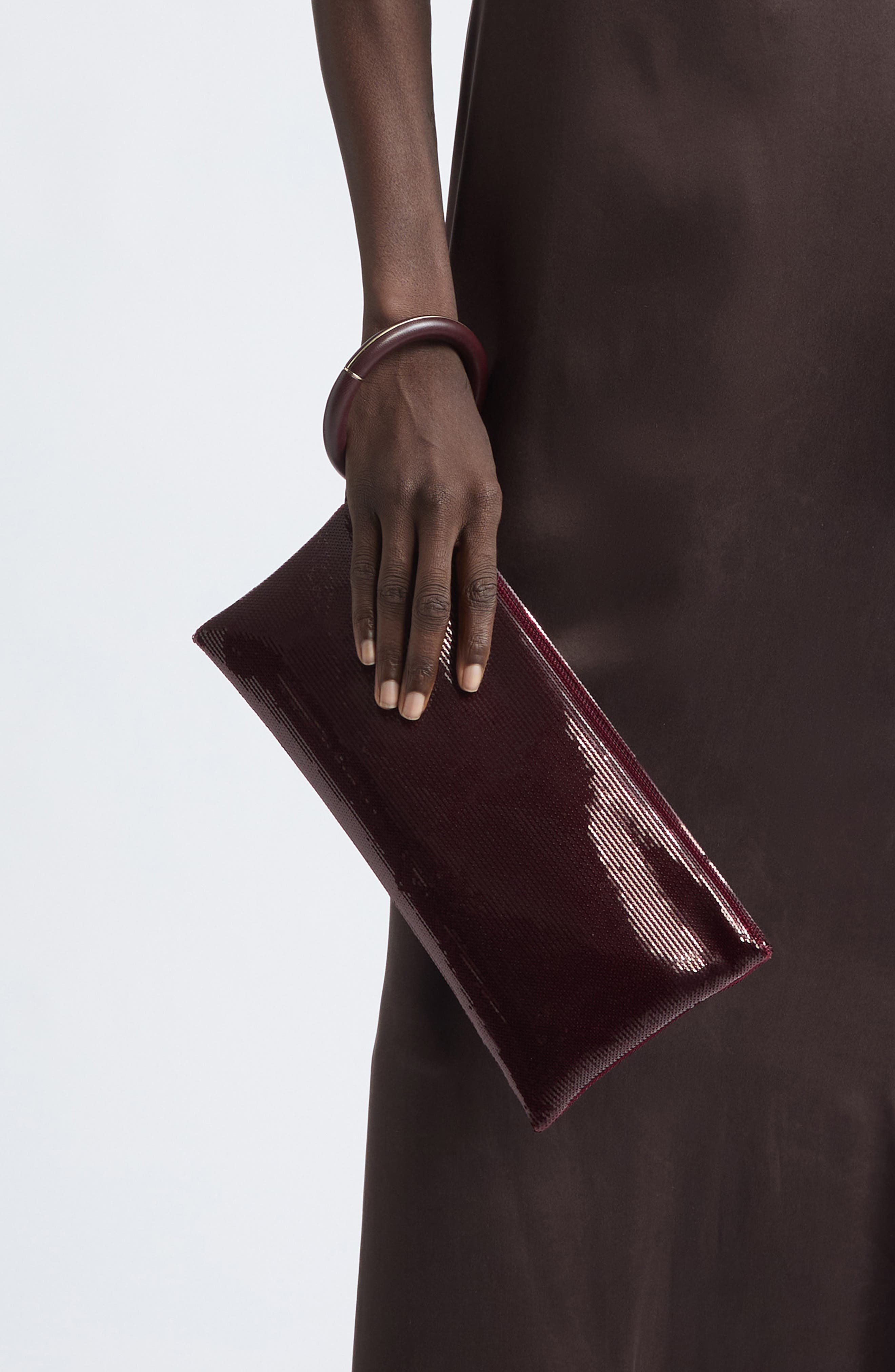 Sequin Embroidery Clutch, Alternate, color, LOST CHERRY