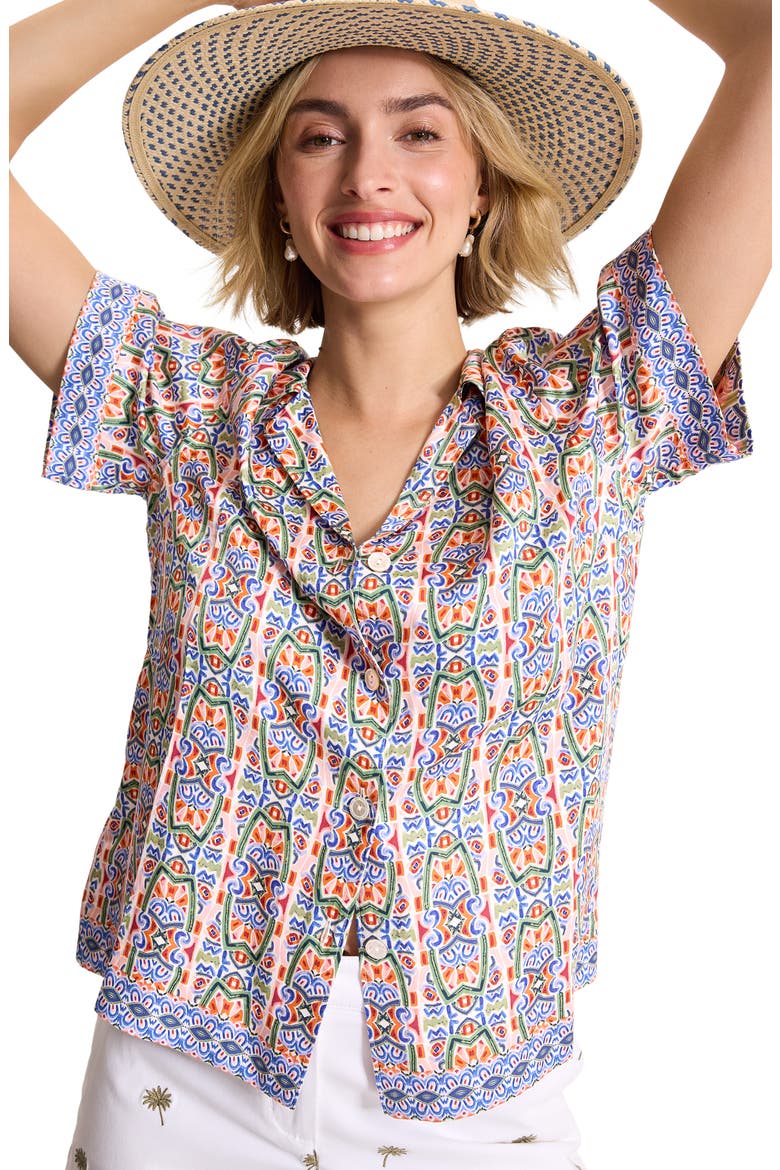 Mosaic Cove Camp Shirt, Alternate, color, PEACH BLOSSOM