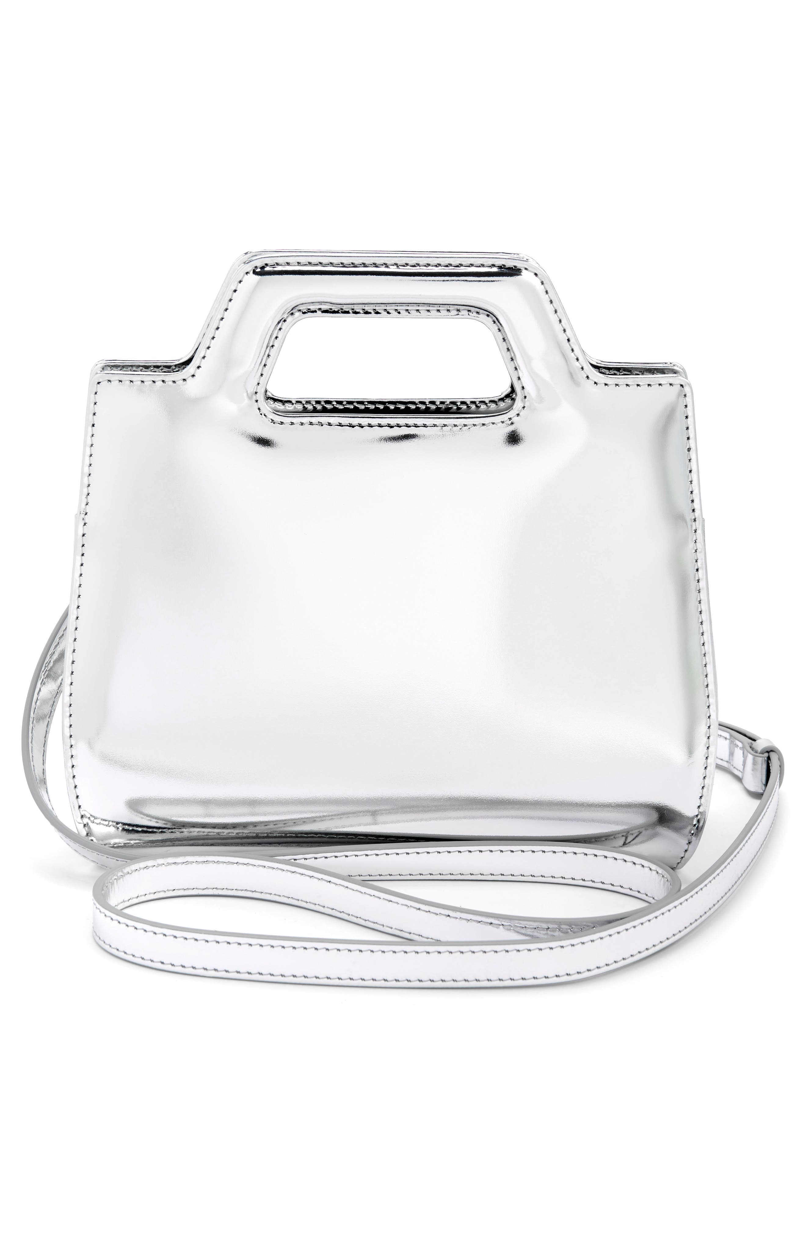 FERRAGAMO Wanda Mini Metallic Leather Top-Handle Bag, Alternate, color, 