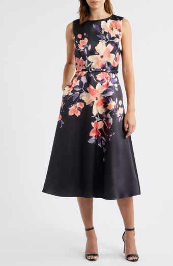 Julia Jordan Placed Floral Cocktail Midi Dress