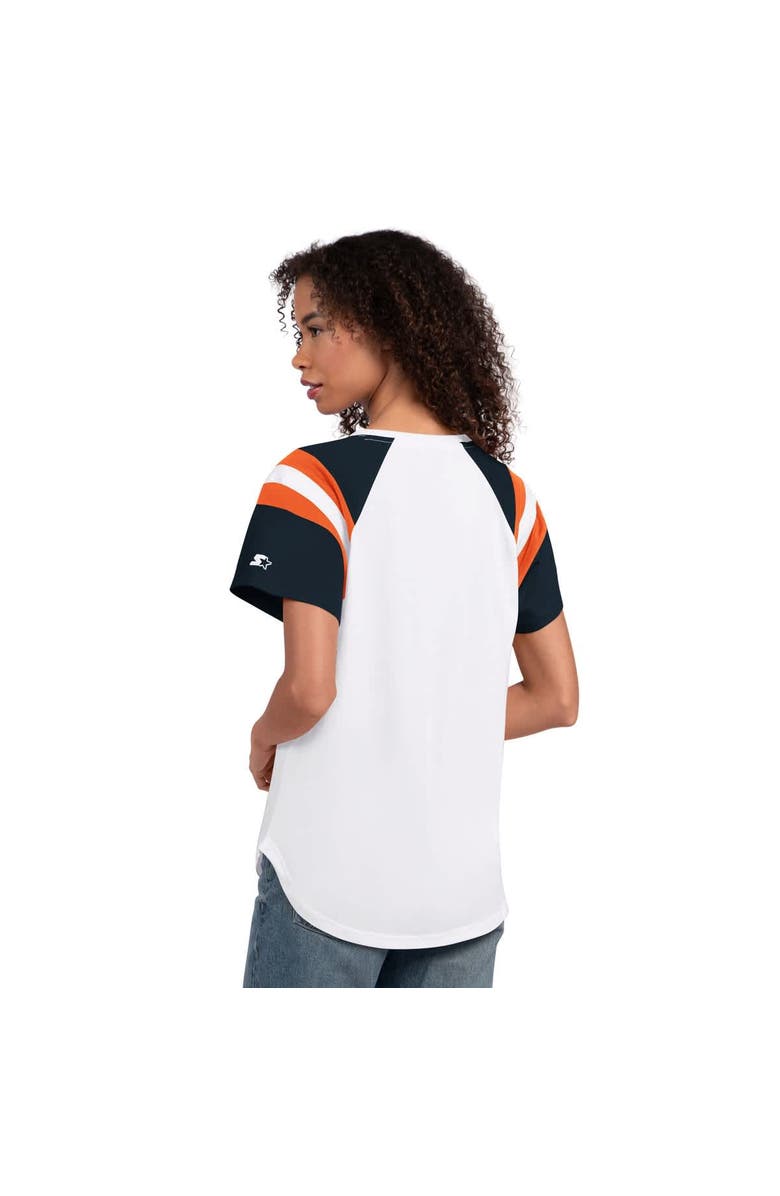STARTER Women's Starter White Chicago Bears Game On Raglan Notch Neck T-Shirt, Alternate, color, White