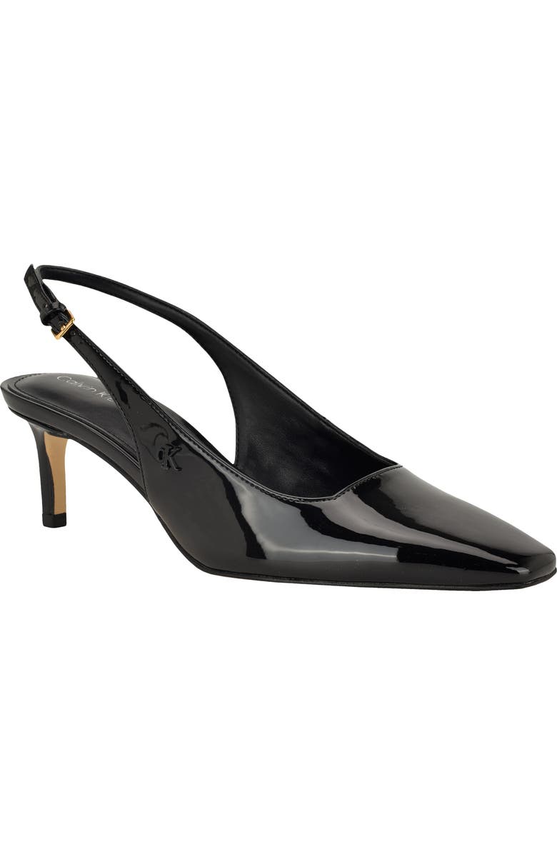 Calvin Klein Sorena Slingback Kitten Heel Pump, Main, color, Black Patent