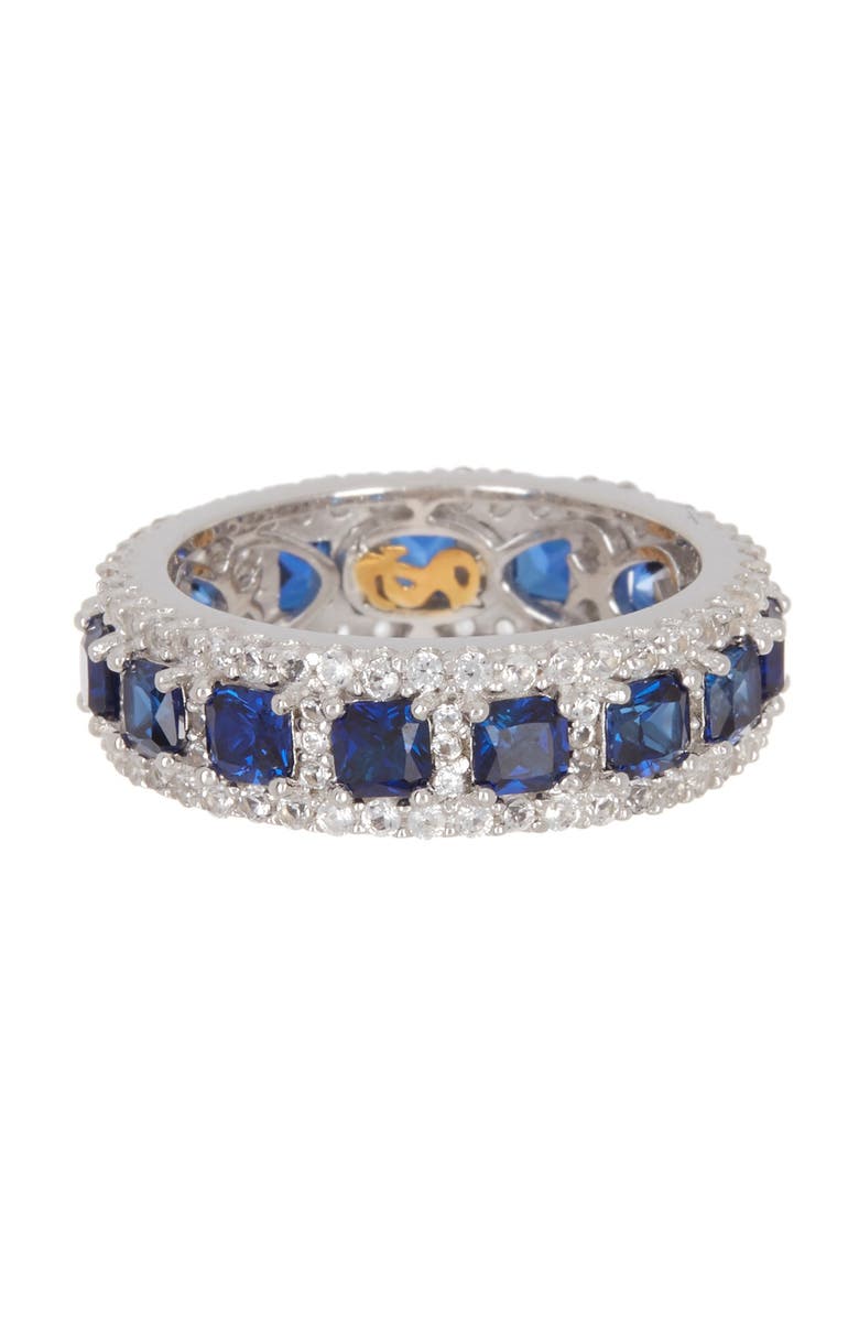 SUZY LEVIAN Sterling Silver Square Sapphire Diamond Accent Band - 0.02 ctw, Main, color, 