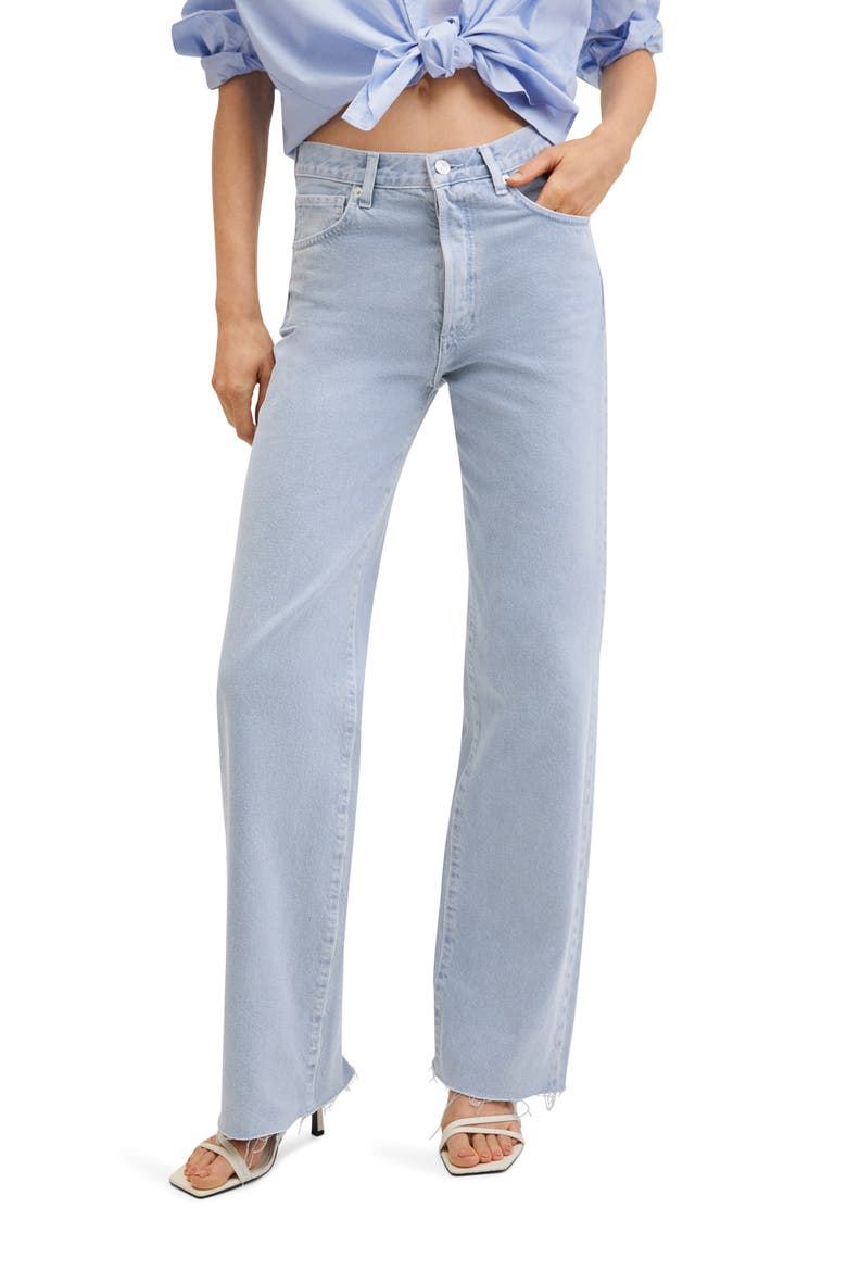 High Waist Nonstretch Wide Leg Jeans, Main, color, SKY BLUE