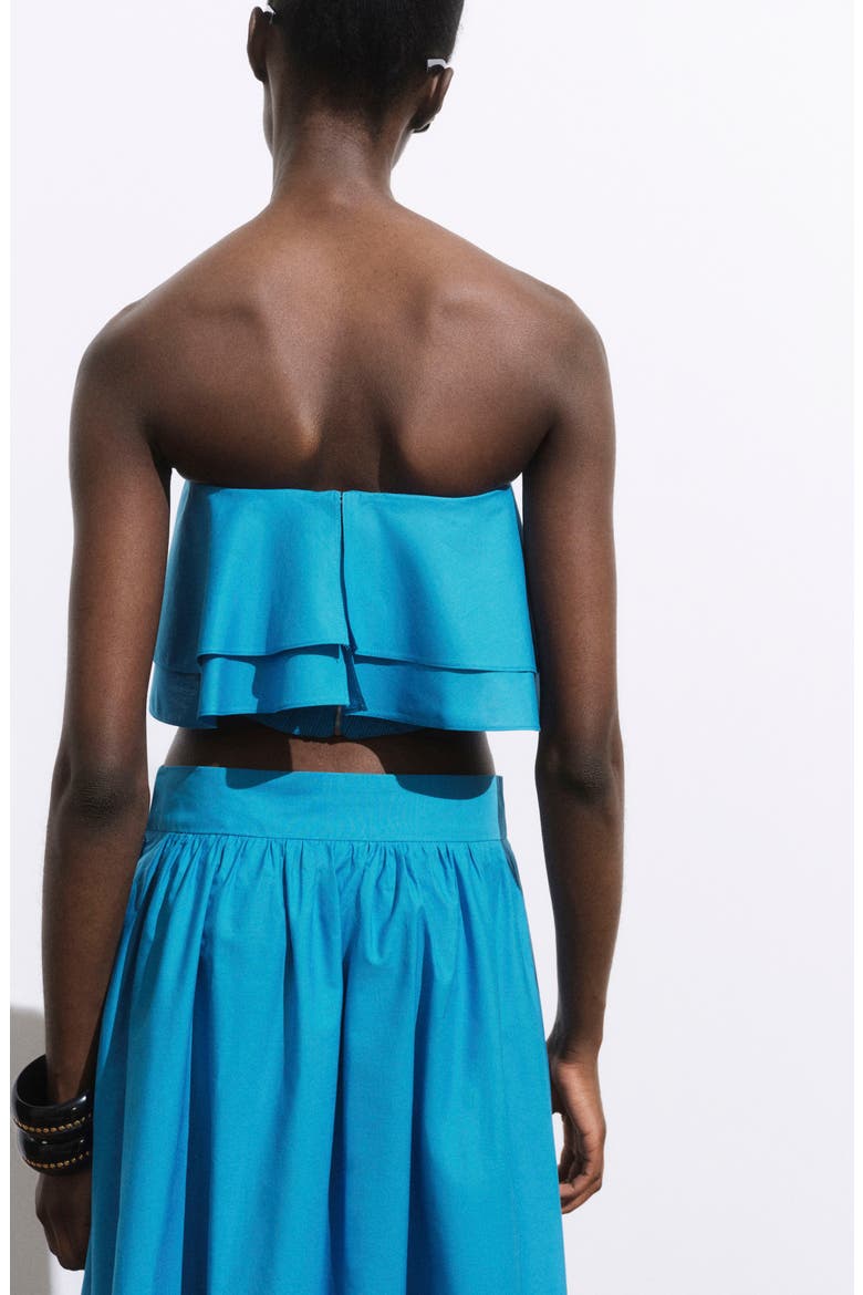Strapless Ruffle Top, Alternate, color, BLUE
