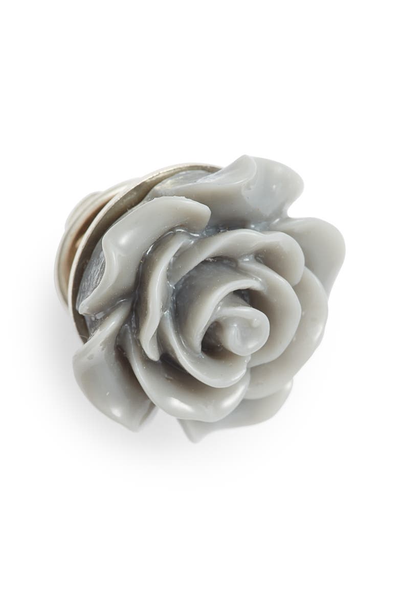Floral Lapel Pin, Main, color, GREY