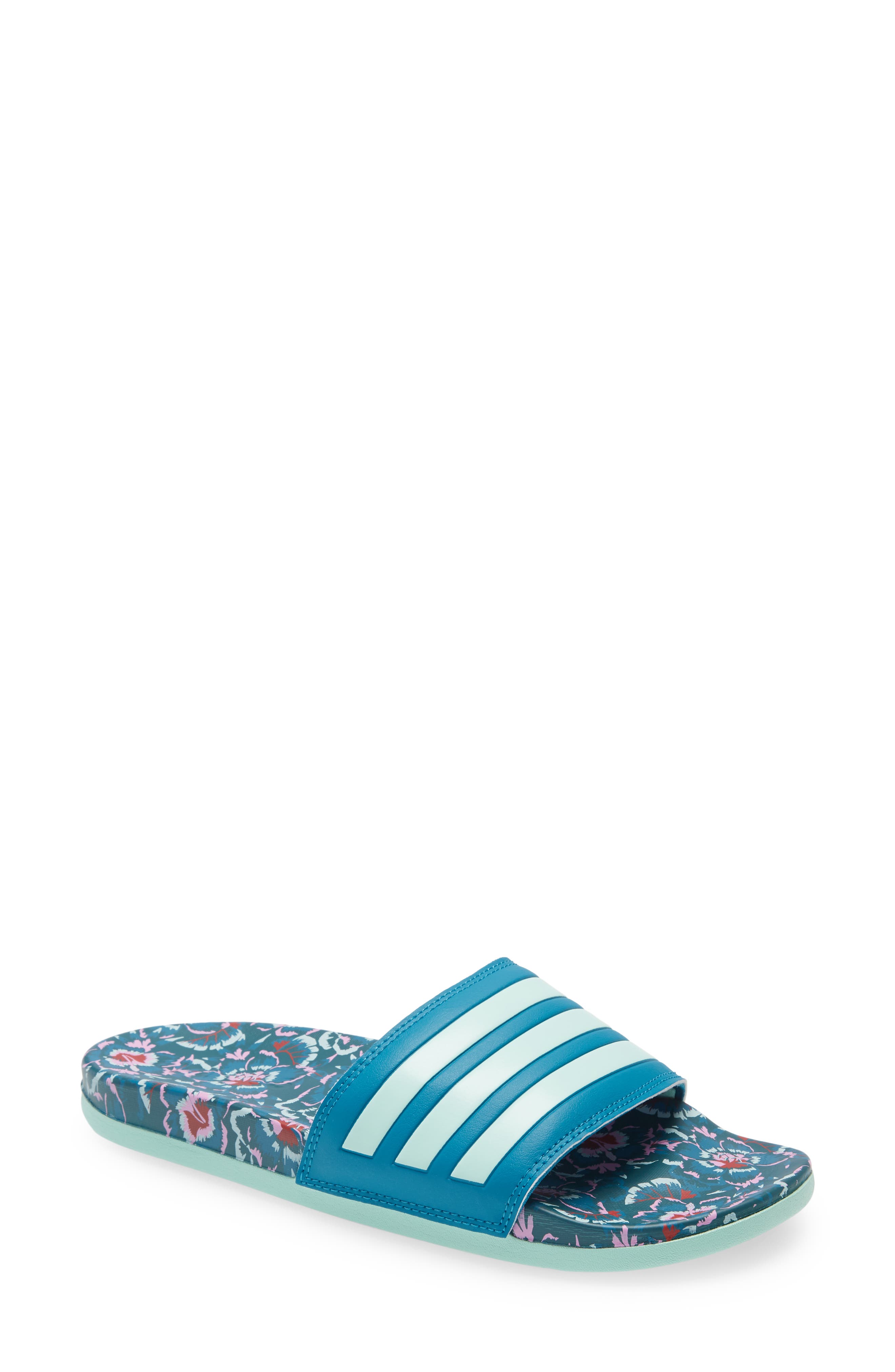 Adilette Comfort Slide Sandal, Main, color, ACTIVE TEAL/ CLEAR MINT