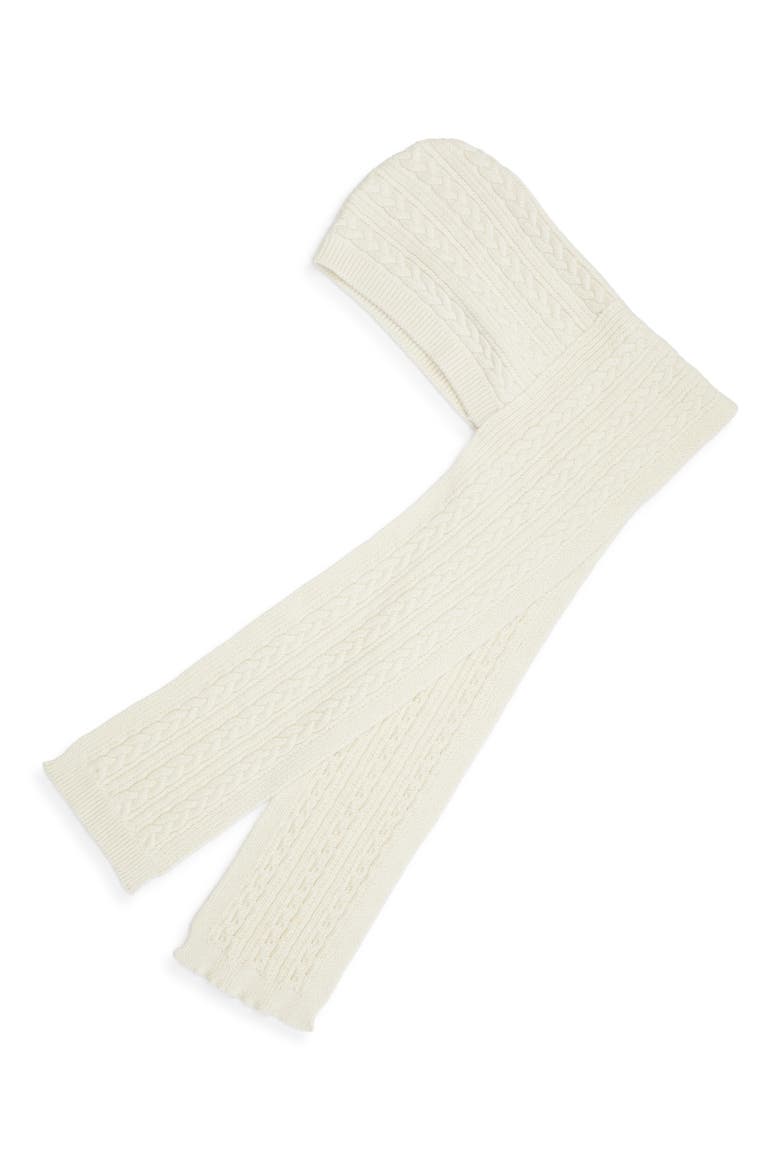 Honorine Hooded Cable Stitch Virgin Wool & Alpaca Scarf, Main, color, ECRU