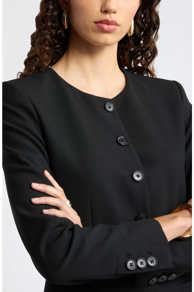 Collarless Blazer Minidress, Alternate, color, BLACK