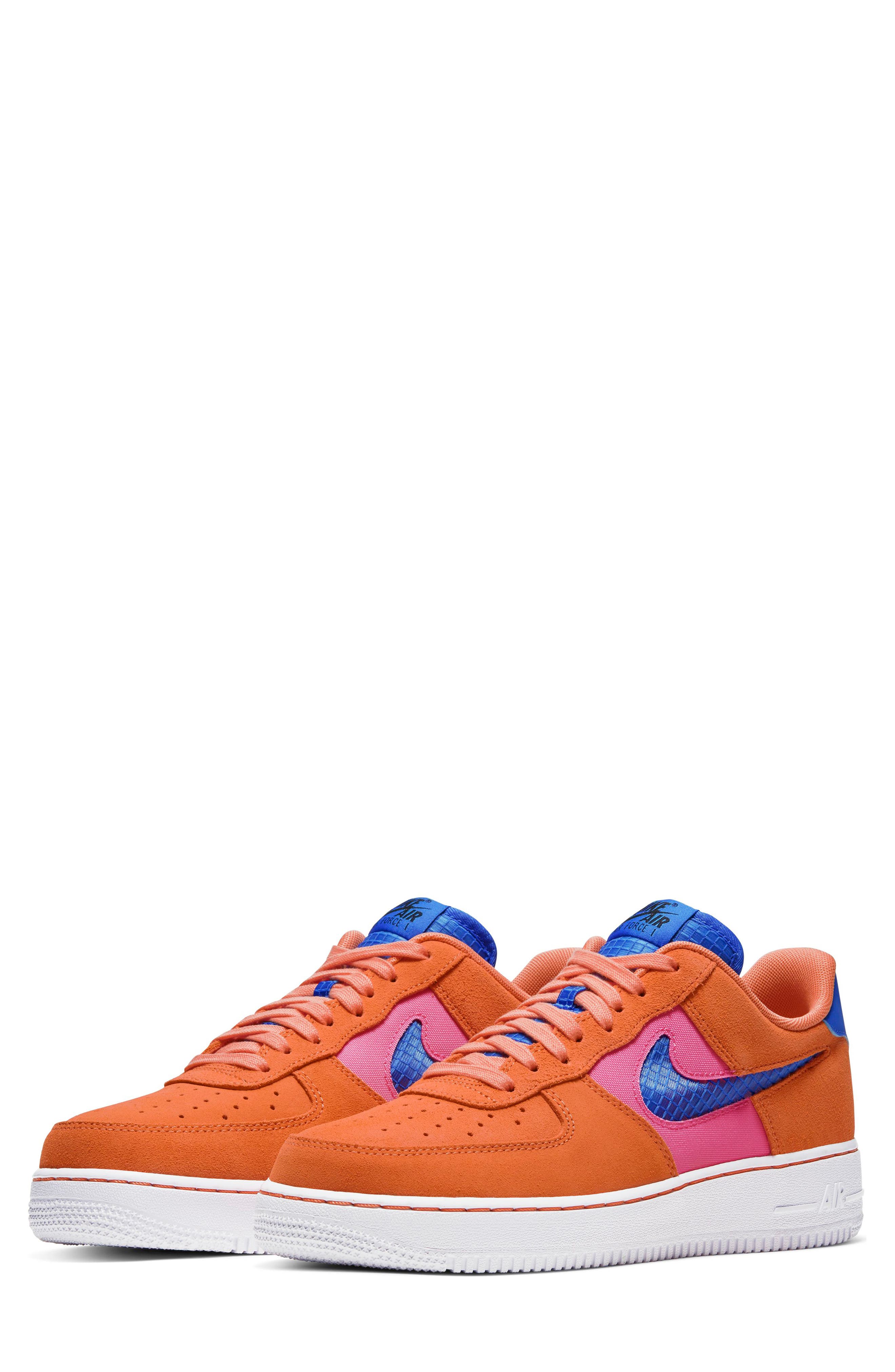 Air Force 1 '07 LV8 Sneaker, Main, color, ORANGE/ BLUE