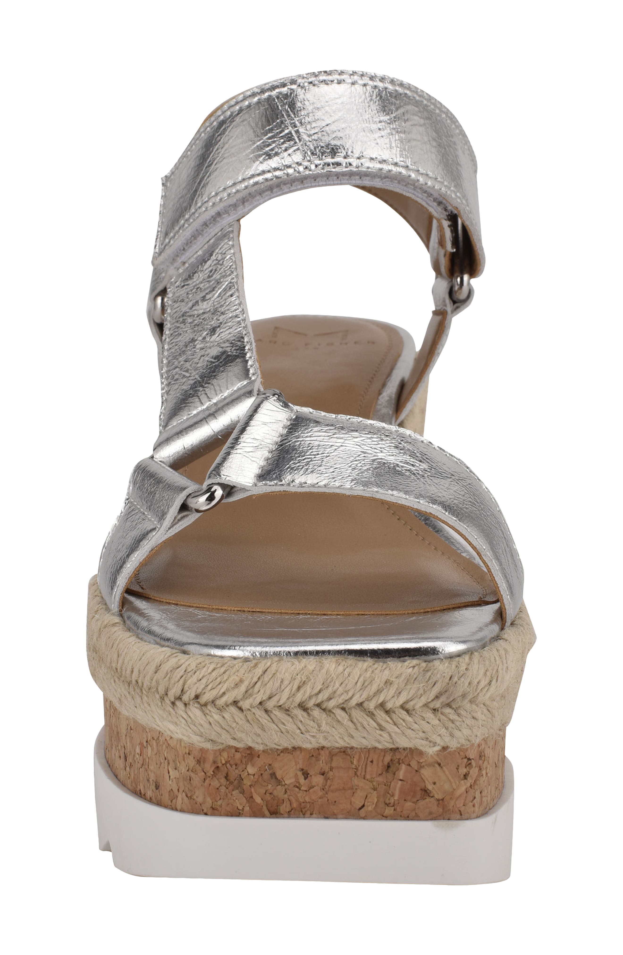Gylian Platform Wedge Sandal, Alternate, color, SILVER LEATHER