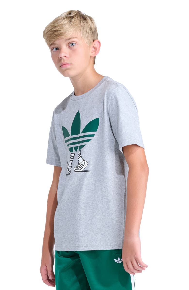 adidas Originals Kids' Walking Trefoil Graphic T-Shirt, Alternate, color, Grey Heather