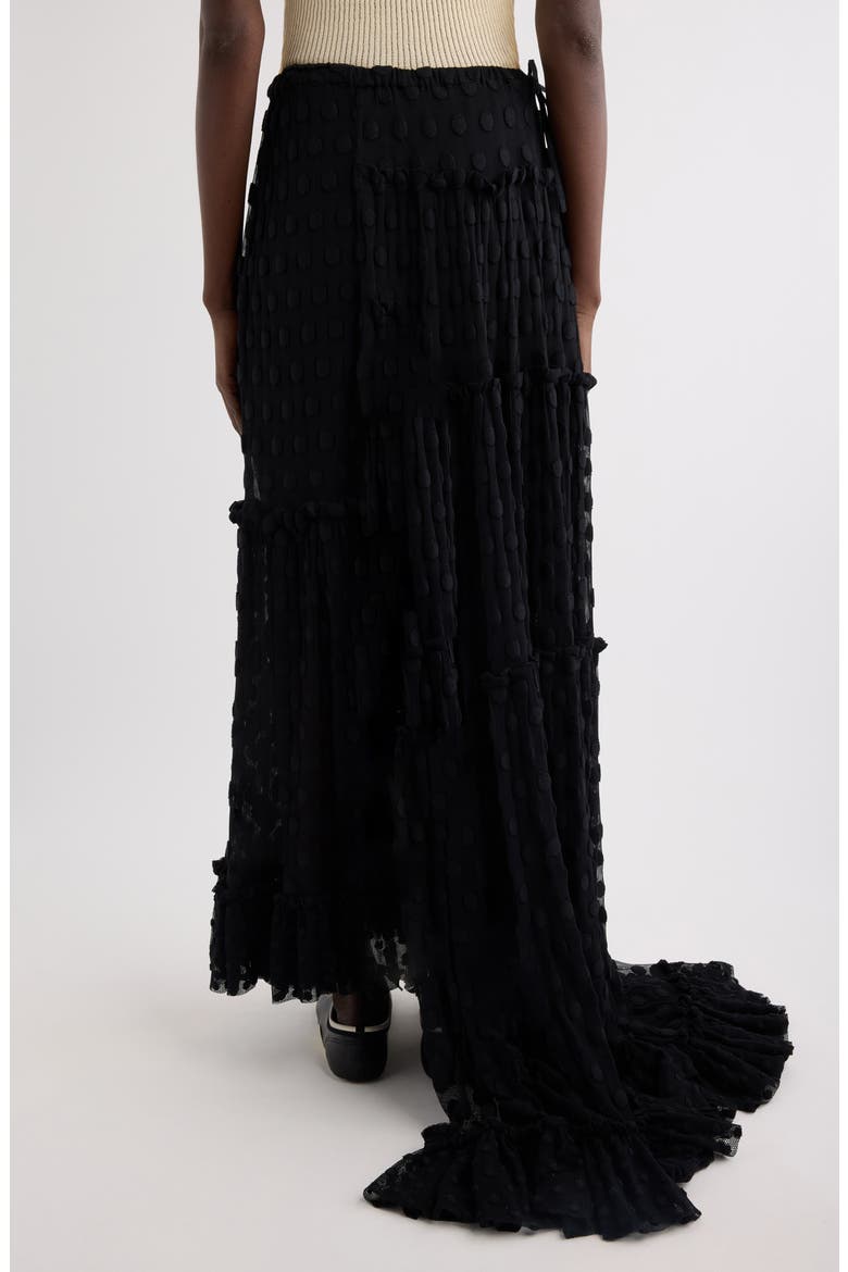 Sunia Washed Silk Mousseline Asymmetric Maxi Skirt, Alternate, color, BLACK