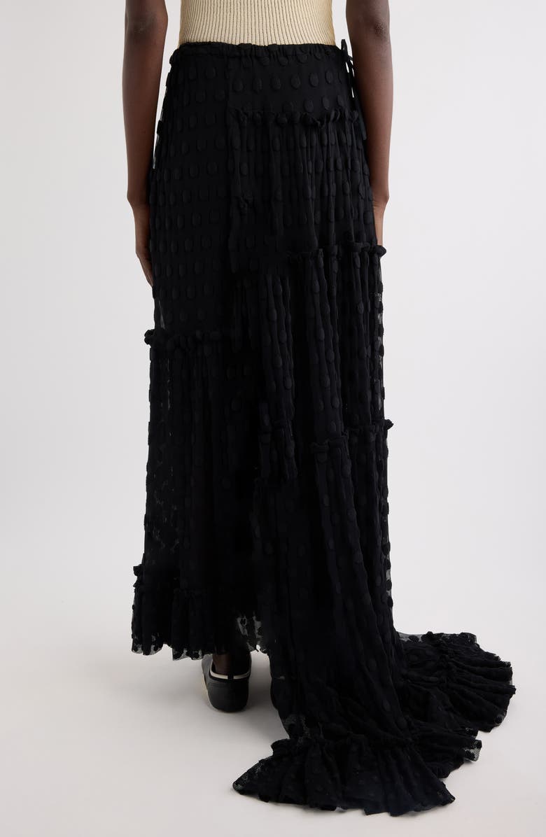 Dries Van Noten Sunia Washed Silk Mousseline Asymmetric Maxi Skirt, Alternate, color, Black