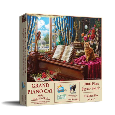Grand Piano  Cat 1000 piece Jigsaw Puzzle for Adults