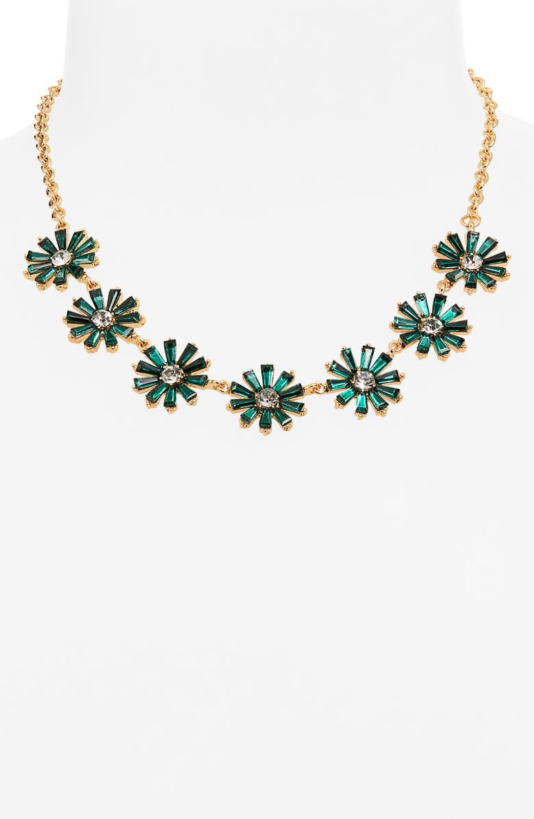 Cara Crystal Flower Necklace, Alternate, color, Gold/ Green