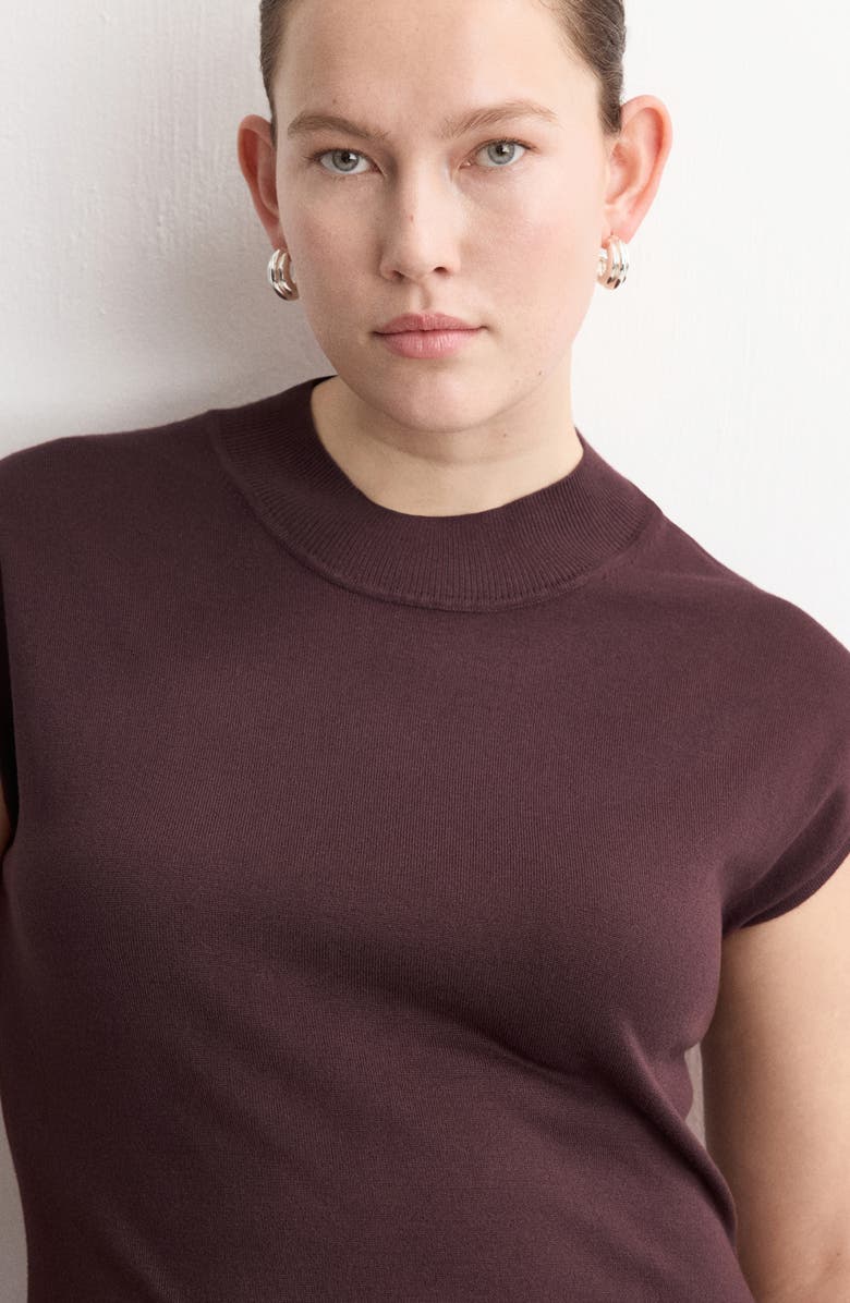 MANGO Mock Neck Midi Sweater Dress, Alternate, color, Chocolate