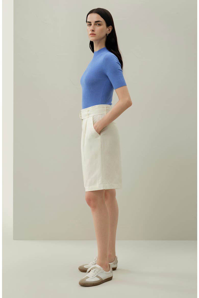 Women's Seamless Silk-Cotton Slim-Fit Knit Top, Alternate, color, Malibu Blue