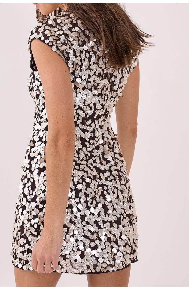 NASTY GAL Hand Embellished Cap Sleeve Mini Dress, Alternate, color, Chocolate