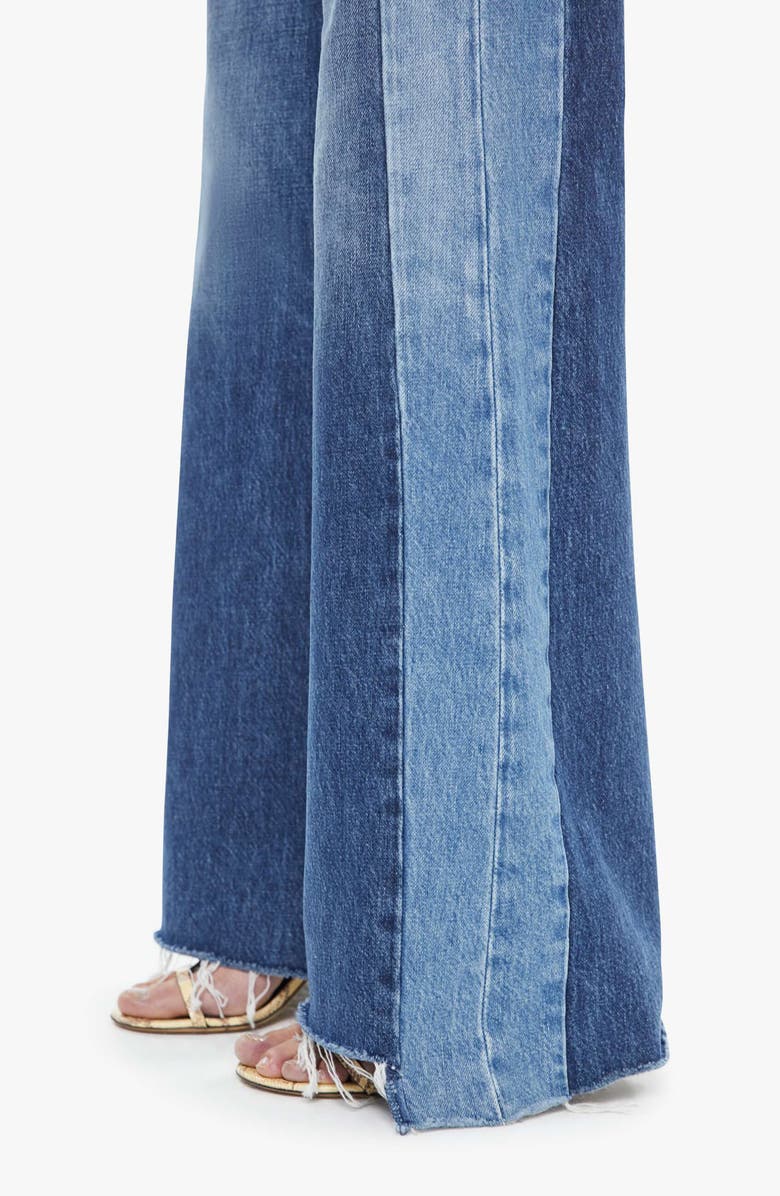 MOTHER The Tux Sidestepper Sneak Frayed High Waist Bootcut Jeans, Alternate, color, Double Take