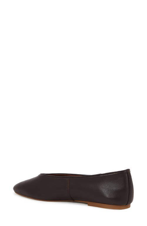 Reiss Chocolate Leather Rounded-point Toe Ballet Flats In Burgundy