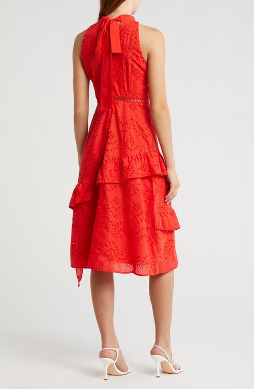 SAM EDELMAN SAM EDELMAN HIGH NECK EYELET MIDI DRESS 