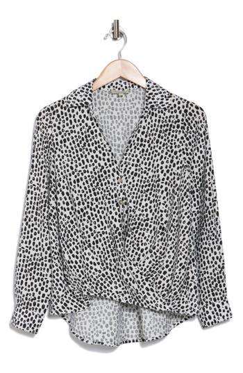 CHENAULT CHENAULT LONG SLEEVE SURPLICE V-NECK WRAP TOP