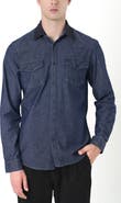 Velez Long-Sleeve Cotton Overshirt With Denim and Leather