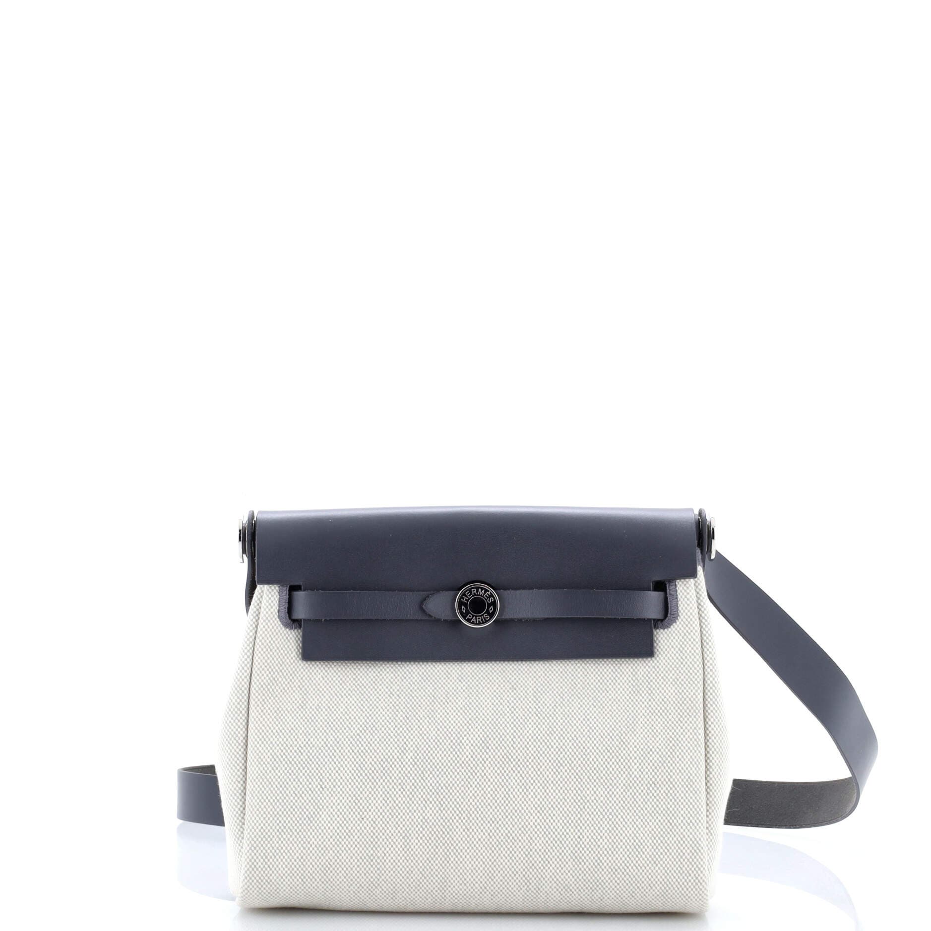 Pre-Owned Hermes Herbag Zip Toile and Leather 20, Main, color, Gris Pantin