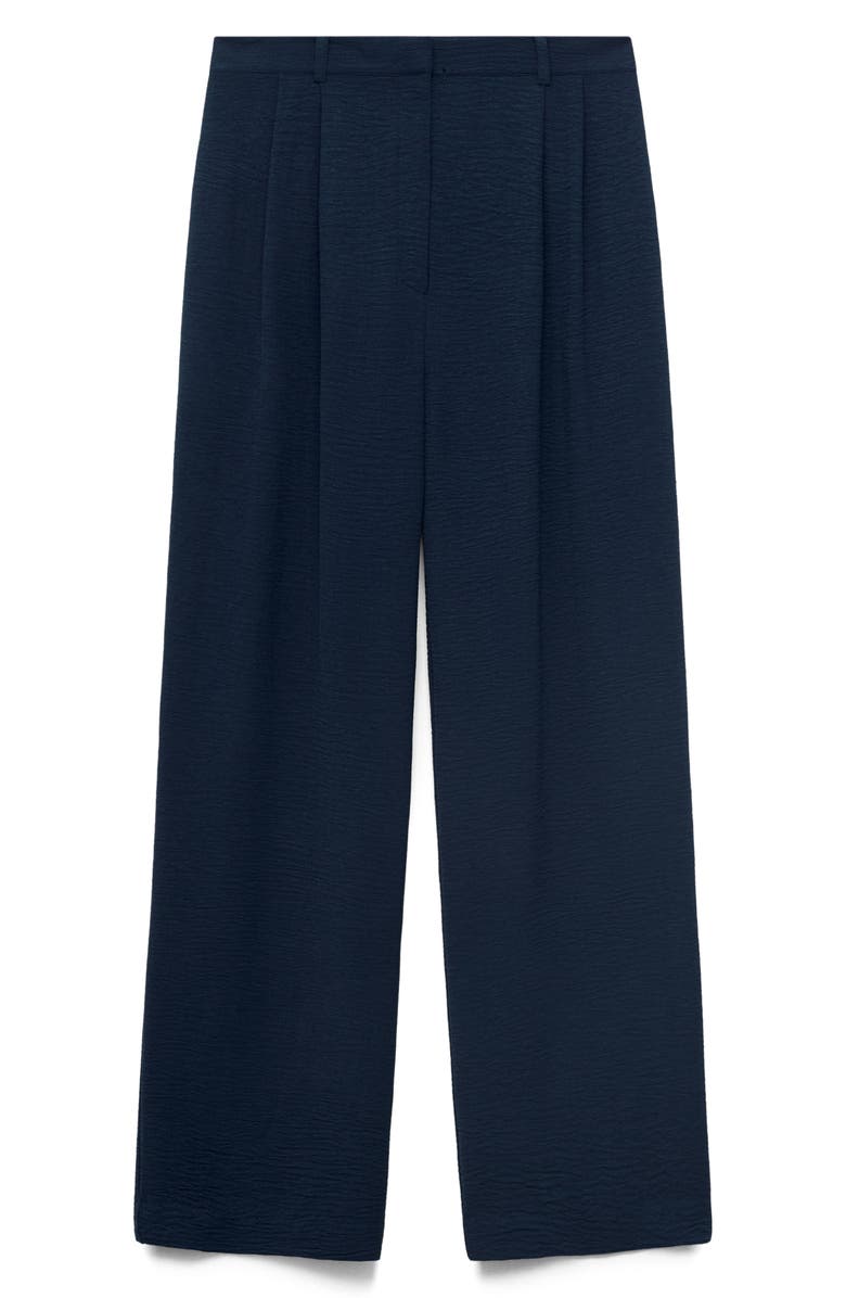 MANGO Straight Fit Pleated Pants, Alternate, color, Navy