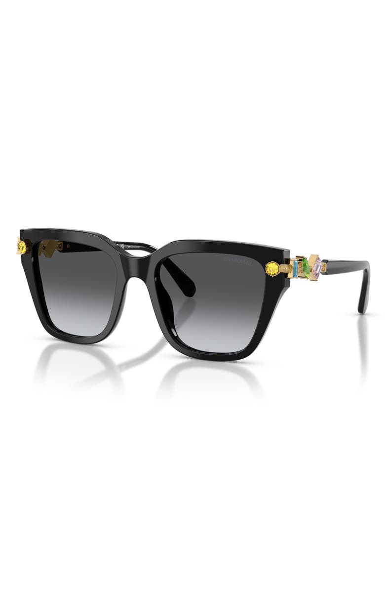 Swarovski 53mm Irregular Sunglasses, Alternate, color, Black / Polar Grey Gradient