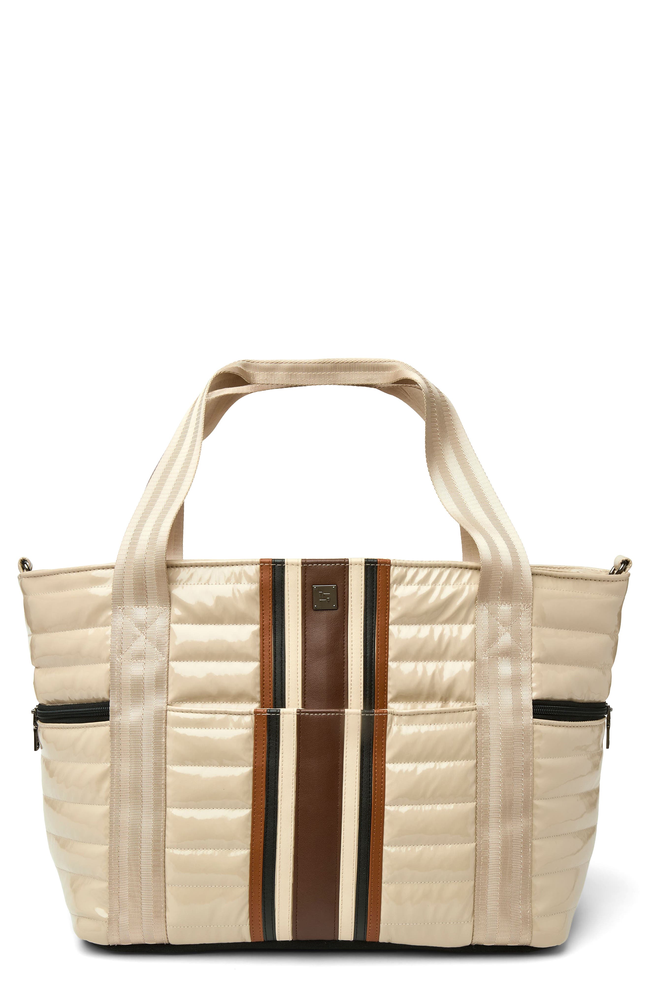 THINK ROYLN Jetset Wingman Tote, Main, color, Blonde Patent/ Colorblock
