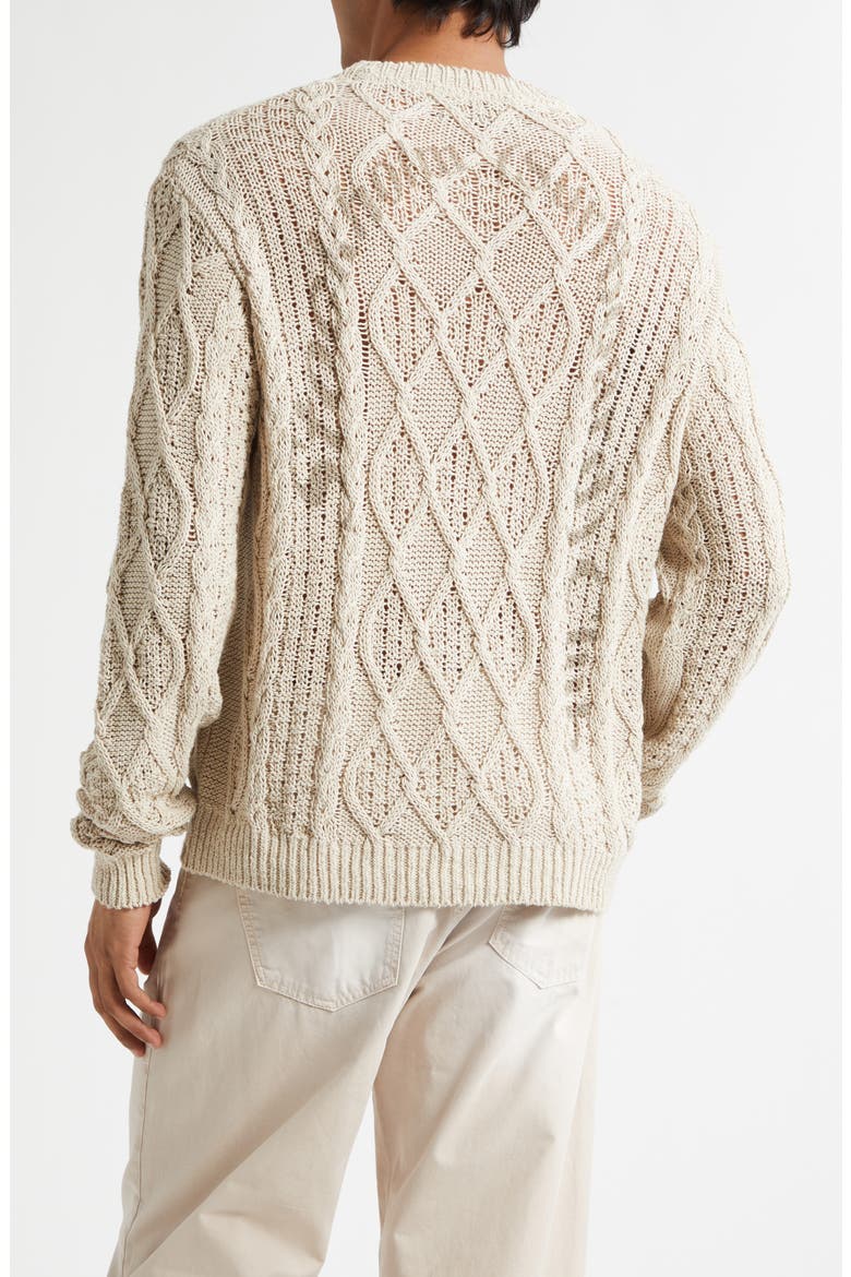 Aran Cable Knit Cotton & Linen Sweater, Alternate, color, BEIGE
