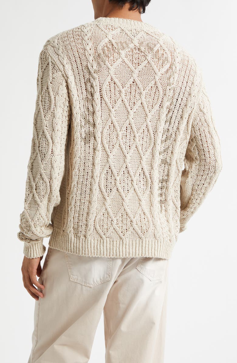 STOCKHOLM SURFBOARD CLUB Aran Cable Knit Cotton & Linen Sweater, Alternate, color, Beige