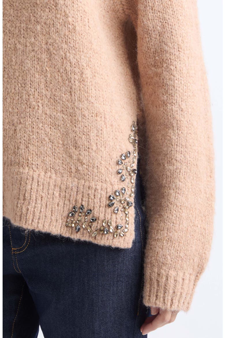 Crystal Lilliana Crewneck Sweater, Alternate, color, LIGHT RUSSET