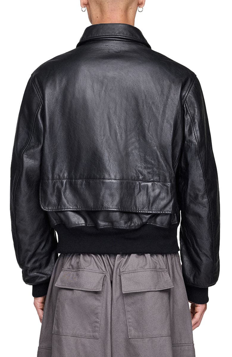 adidas Leather Bomber Jacket, Alternate, color, Black