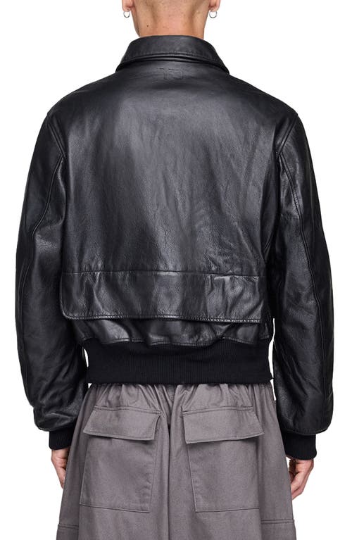 Adidas Originals Adidas Leather Bomber Jacket In Black