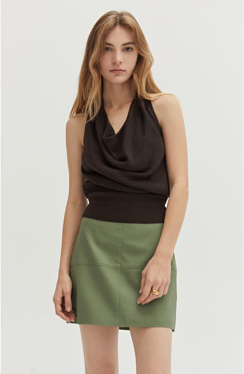 CRESCENT Faux Leather Column Mini Skirt, Alternate, color, Eucalyptus