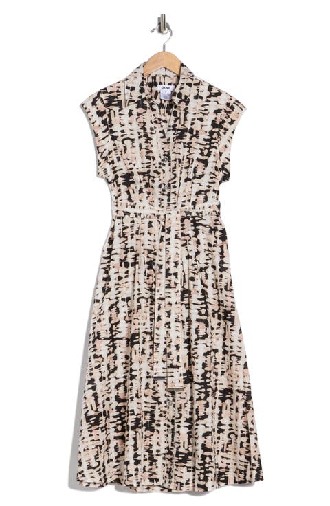 Extended Cap Sleeve Belted Shirtdress