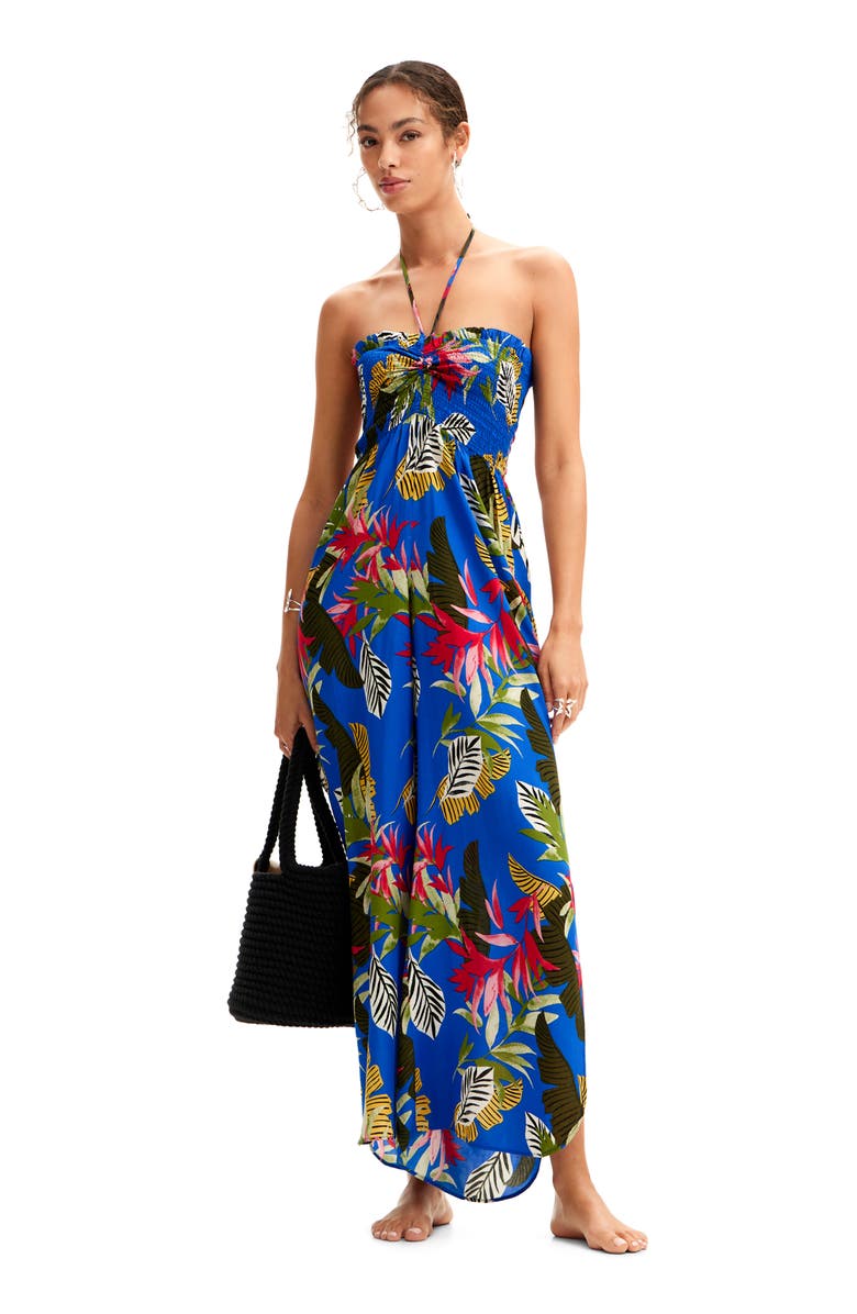 Desigual Tropical Halter Neck Jumpsuit, Alternate, color, 