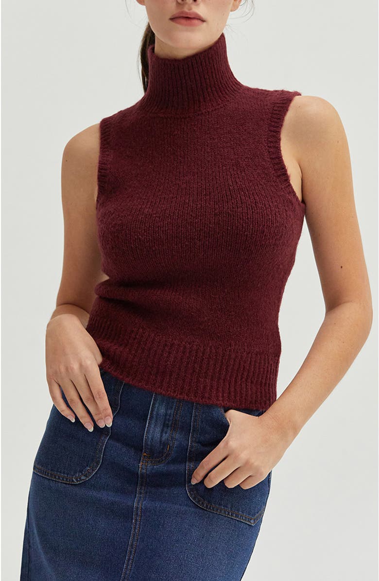 CRESCENT Sleeveless Turtleneck Sweater Top, Main, color, 