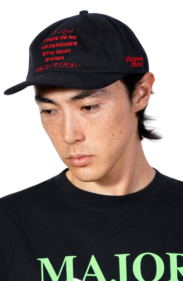 PLEASURES Disturb Cotton Twill Baseball Cap, Alternate, color, Black