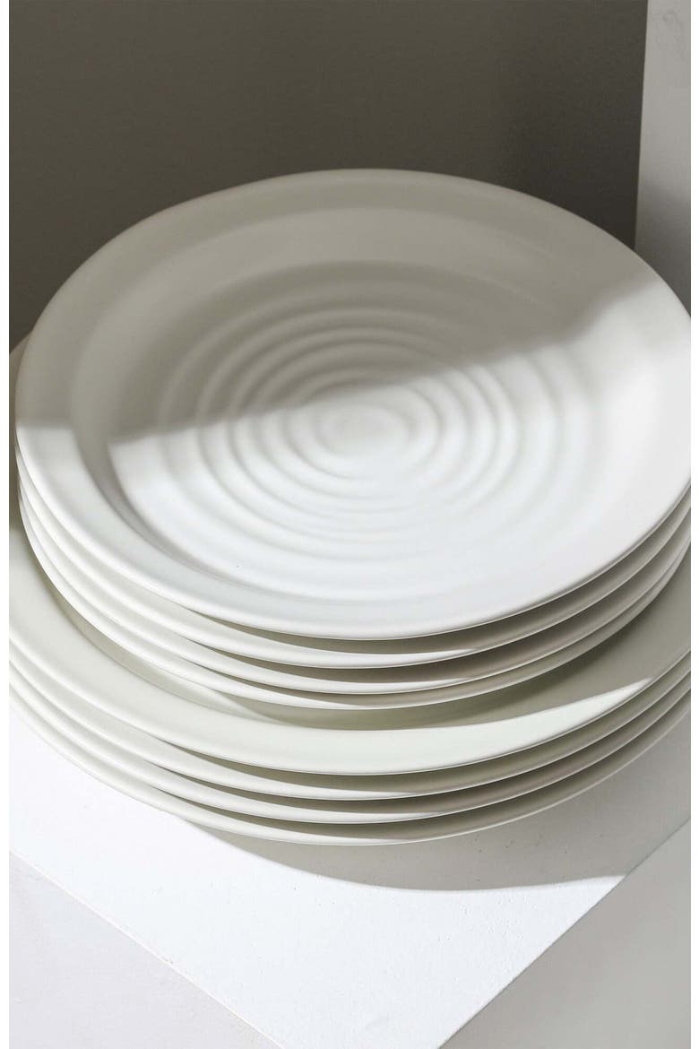 Orbit Stoneware 24-Piece Dinnerware Set with Pasta Bowls, Alternate, color, White