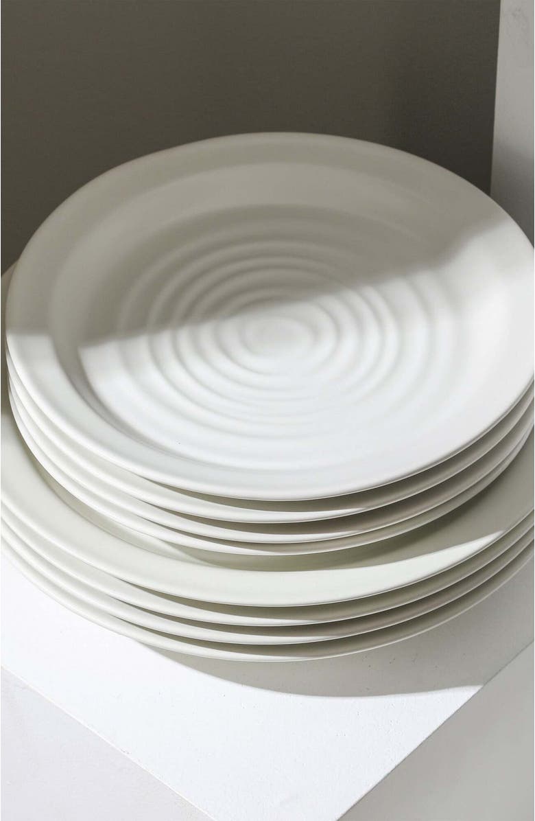Stone Lain Orbit Stoneware 24-Piece Dinnerware Set with Pasta Bowls, Alternate, color, White