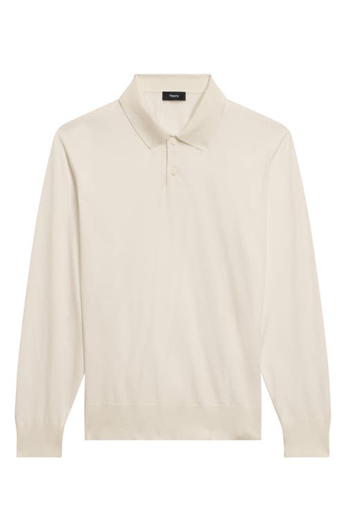Theory Goris Long Sleeve Polo In Light Bilen Alabaster In White