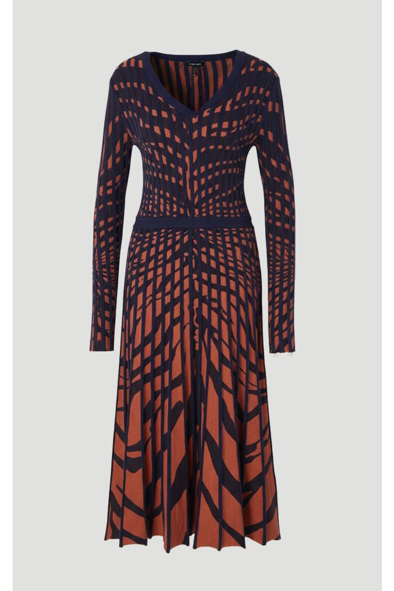 Zebra Jacquard Knit Midi Dress, Alternate, color, Brown