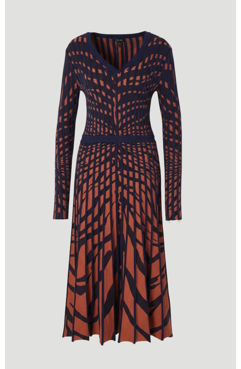 Karen Millen Zebra Jacquard Knit Midi Dress, Alternate, color, Brown