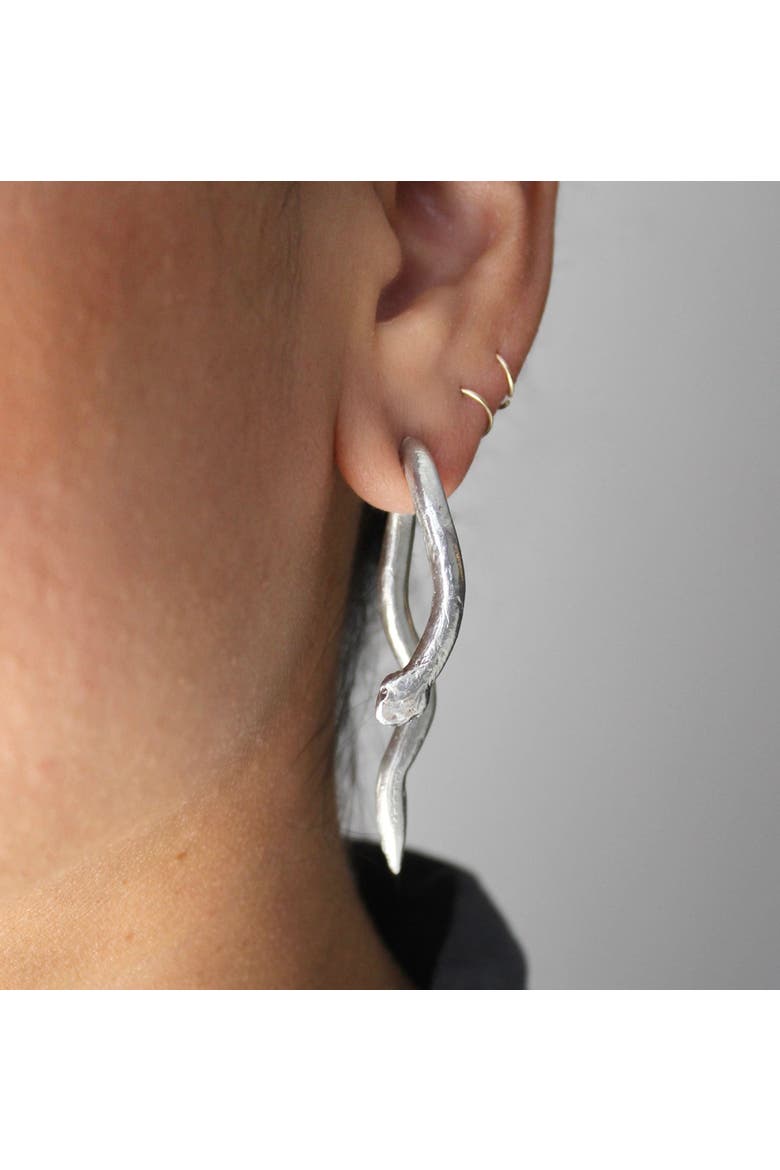 Silver Serpent Earrings, Alternate, color, Sterling Silver