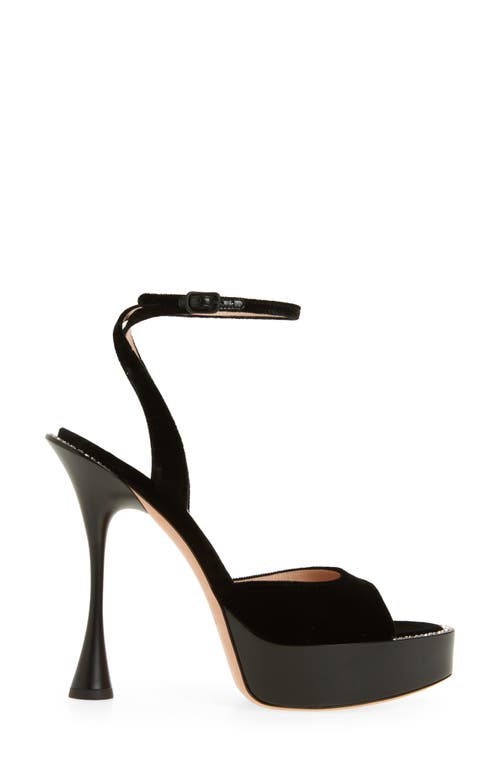 Betzábe Alessandra Crystal Ankle Strap Platform Sandal In Black Velvet