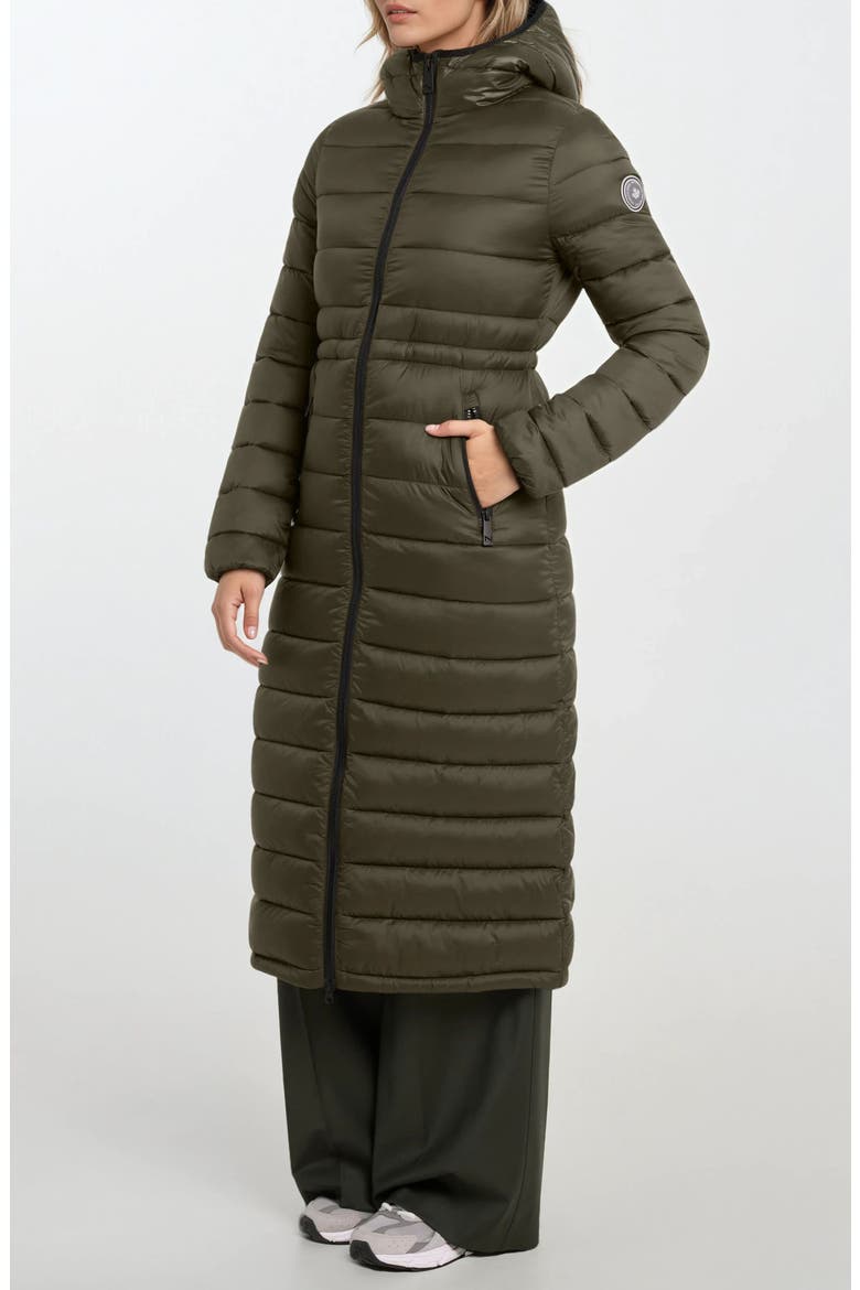 Ivy Lightweight Long Puffer Coat, Alternate, color, KHAKI